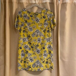 Black Bead Yellow Blue Boxy Short Sleeve Blouse